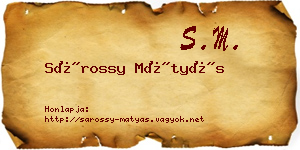 Sárossy Mátyás névjegykártya