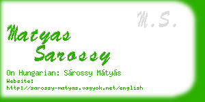 matyas sarossy business card