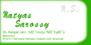 matyas sarossy business card